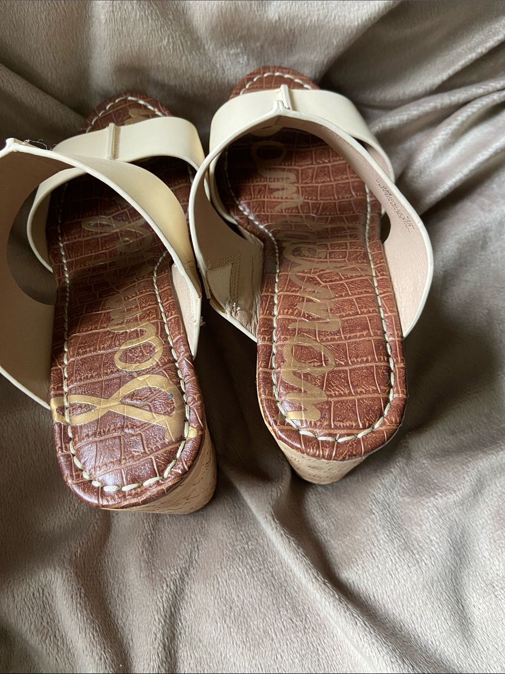 Sam Edelman Damara Leather Platform Cork Wedge Sandals - Size 8 - Picture 6 of 9